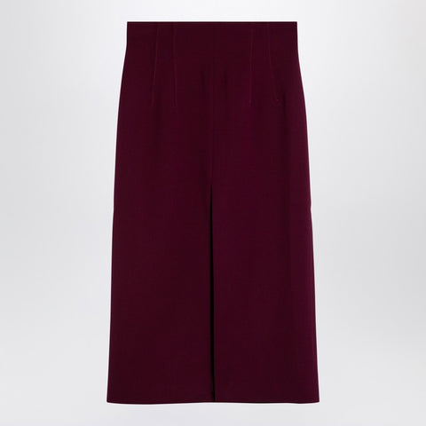 The Andamane THE ANDAMANE Stephanie Burgundy wool-blend midi skirt
