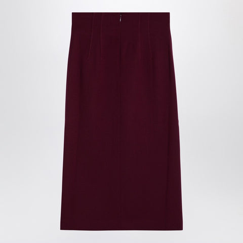The Andamane THE ANDAMANE Stephanie Burgundy wool-blend midi skirt