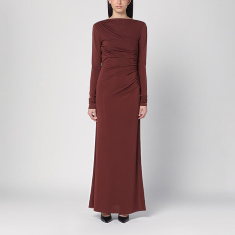 The Andamane THE ANDAMANE Draped long dress in cocoa colour