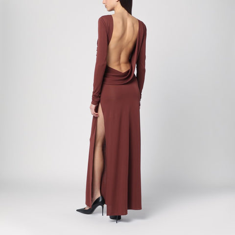 The Andamane THE ANDAMANE Draped long dress in cocoa colour