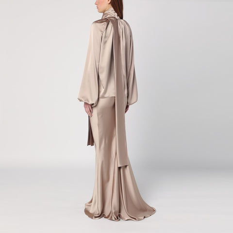 The Andamane THE ANDAMANE Greige shirt with bow at the neck