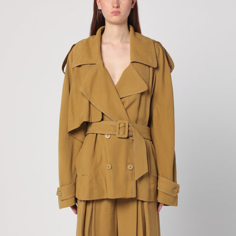The Andamane THE ANDAMANE Double-breasted overcoat in ochre yellow