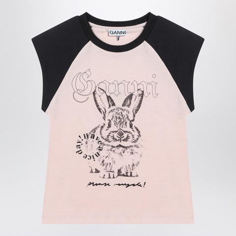 Ganni GANNI Pink T-shirt with logo print