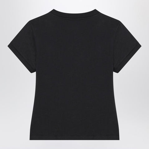 Ganni GANNI Washed black T-shirt with poodle print