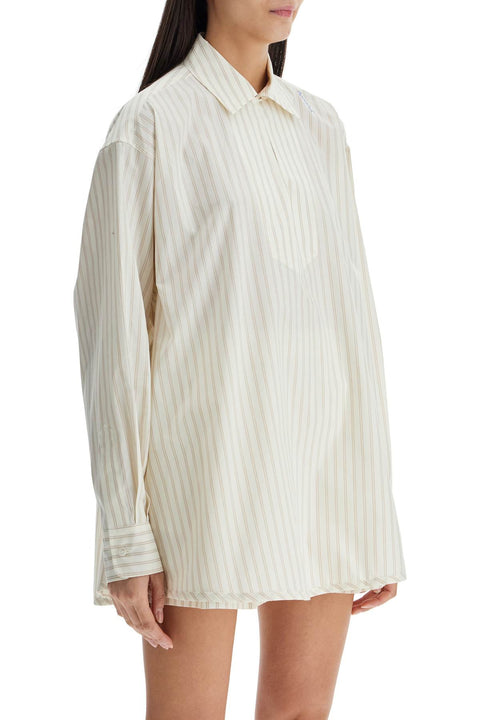 Marni Marni ivory striped cotton top with embroidered logo