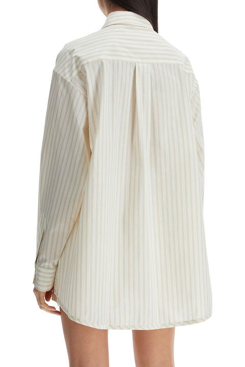 Marni Marni ivory striped cotton top with embroidered logo