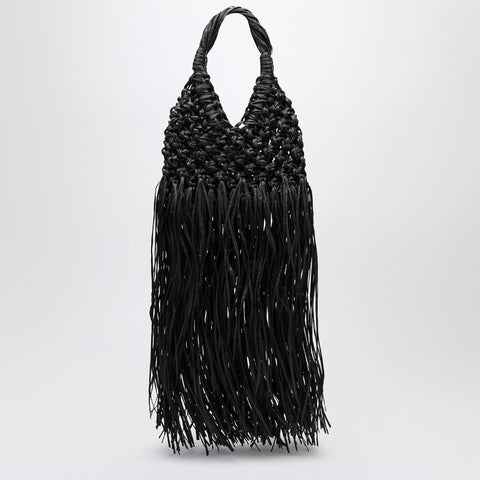 Hibourama Hibourama Black Vannifique Fringes bag in leather and raffia