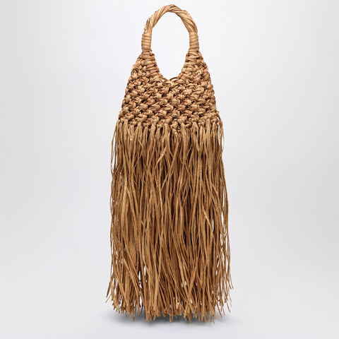 Hibourama Hibourama Natural leather and raffia fringed Vannifique bag