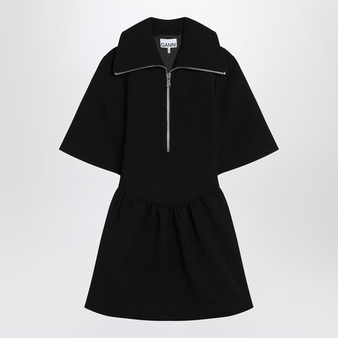 Ganni GANNI Black mini dress in crêpe