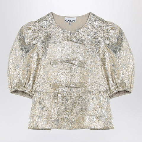 Ganni GANNI Gold/silver blouse with bows