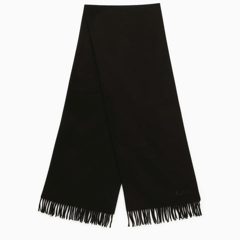A.P.C. A.P.C. Alix Brodée black virgin wool scarf