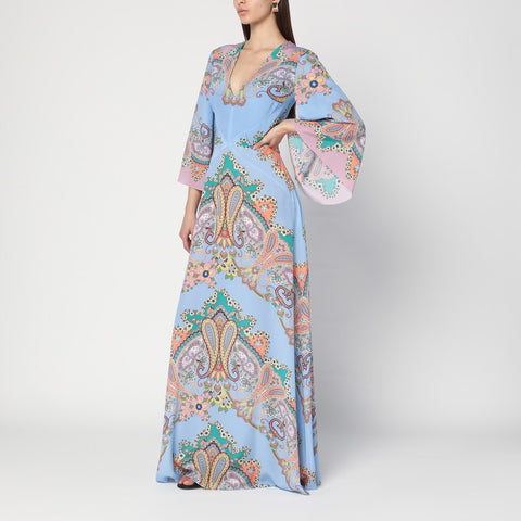 Etro ETRO Long blue dress with Paisley print