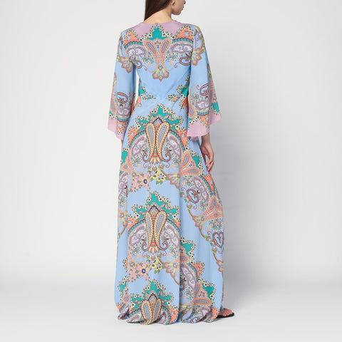 Etro ETRO Long blue dress with Paisley print