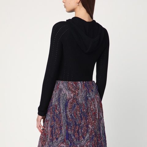 Etro ETRO Black hooded sweater in silk blend
