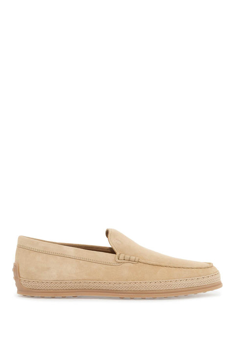 Tod'S Tod'S beige woven leather slip-on loafers with rubber sole