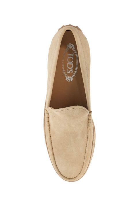 Tod'S Tod'S beige woven leather slip-on loafers with rubber sole