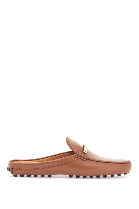 Tod'S Tod'S dark brown calfskin slip-on with metal detail
