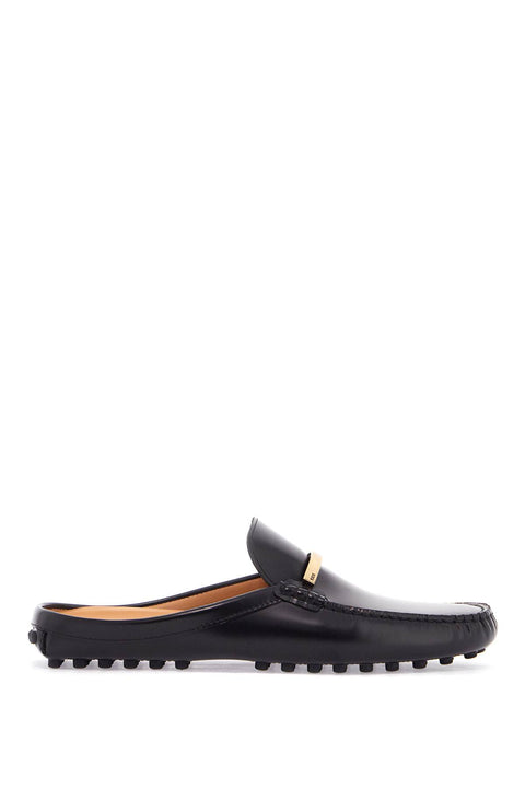 Tod'S Tod'S black calfskin slip-on loafers with metallic strap and rubber sole