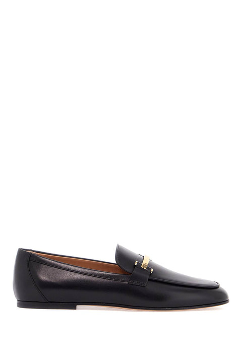 Tod'S Tod'S black calfskin women's loafers with metallic band