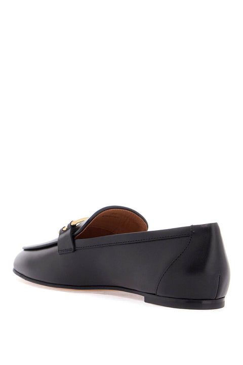 Tod'S Tod'S black calfskin women's loafers with metallic band