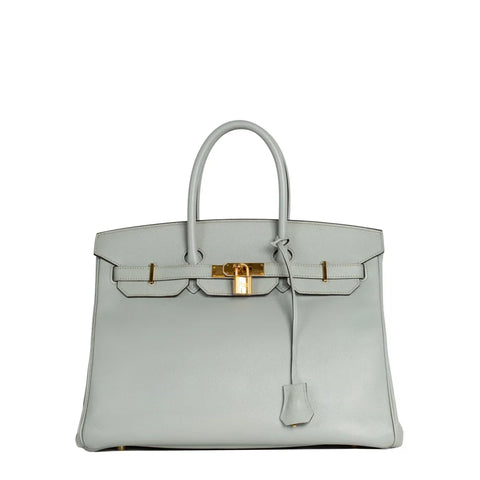 Hermes Birkin 35 bag in blue leather