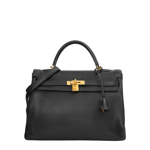 Hermes Kelly 35 bag in black leather